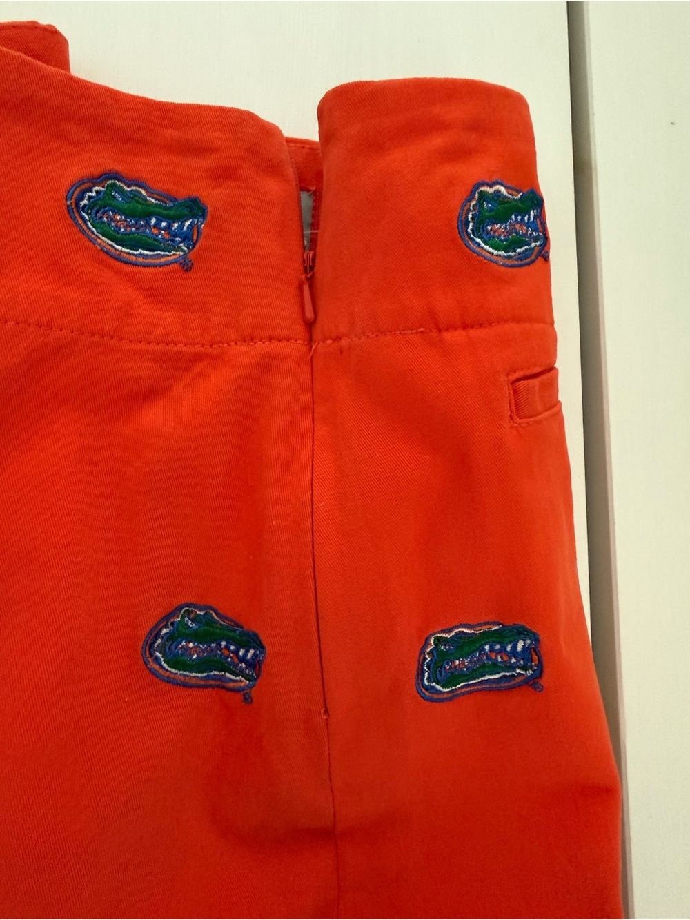 Penningtons Bright Orange Mini Skirt with Blue Embroidered Logos - Picture 6 of 10